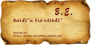 Balás Euridiké névjegykártya
